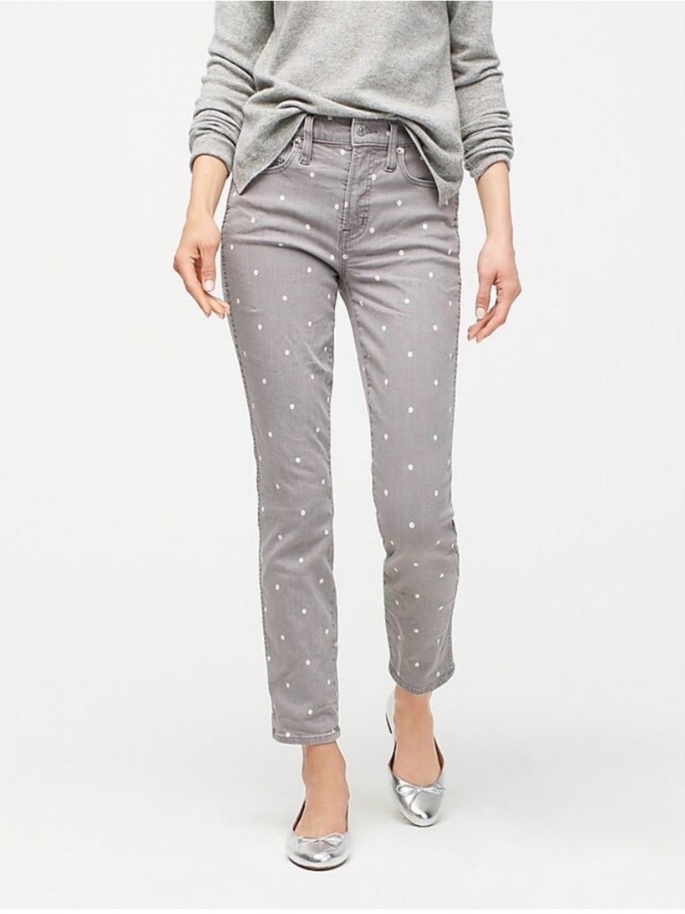 J Crew Vintage Straight Jean Grey Scattered Dot Size 29